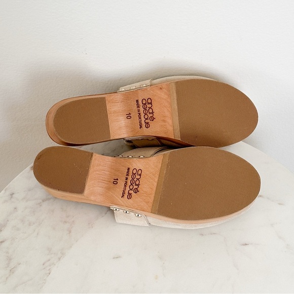 NEW André Assous Soraya Suede Clog Loafer Mule Ivory Size 10 - Picture 11 of 11